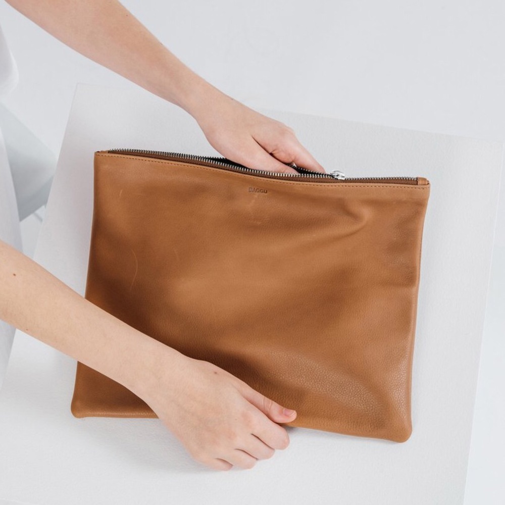Baggu Large Leather Zip clutch